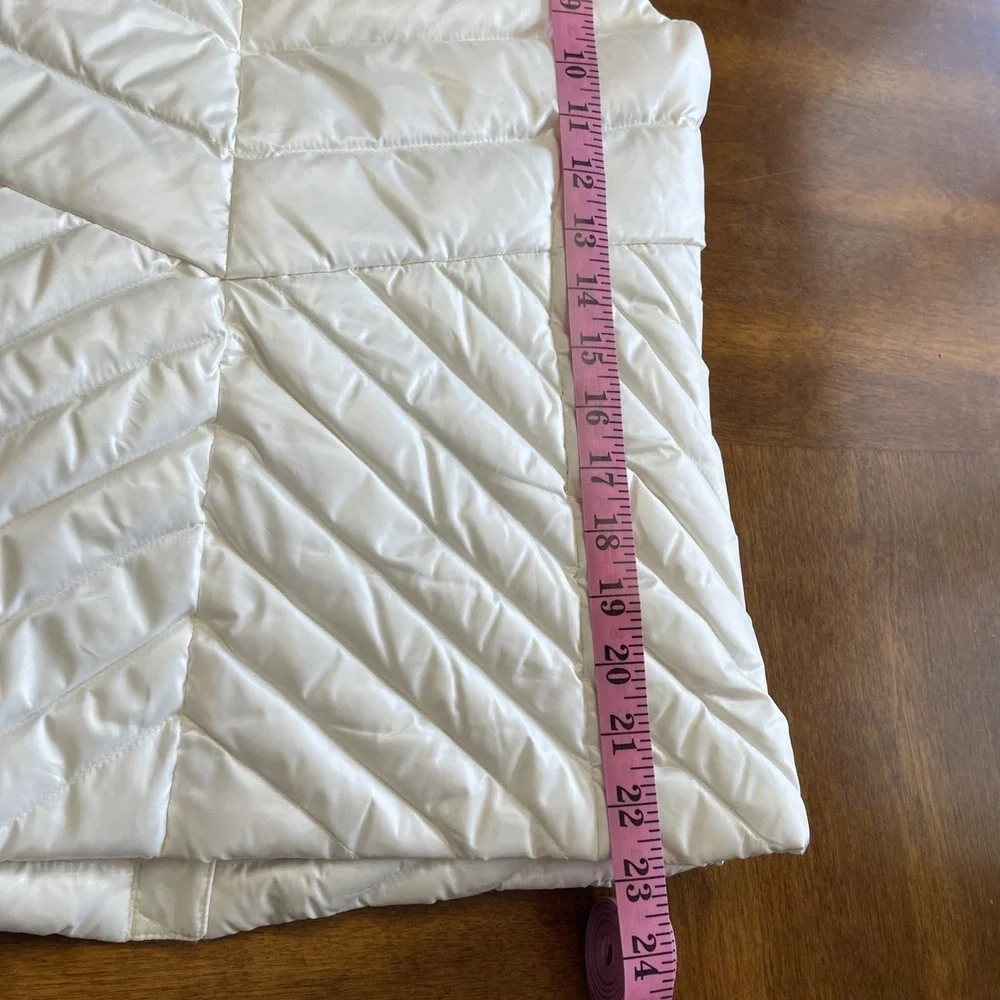 Talbots Puffer Vest Womens XS Cream White Full Zip Jacket‎ + Pockets Down Filled